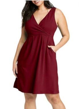 Eddie Bauer Aster Crossover "Dark Berry" Burgundy Athleisure Mini Dress L